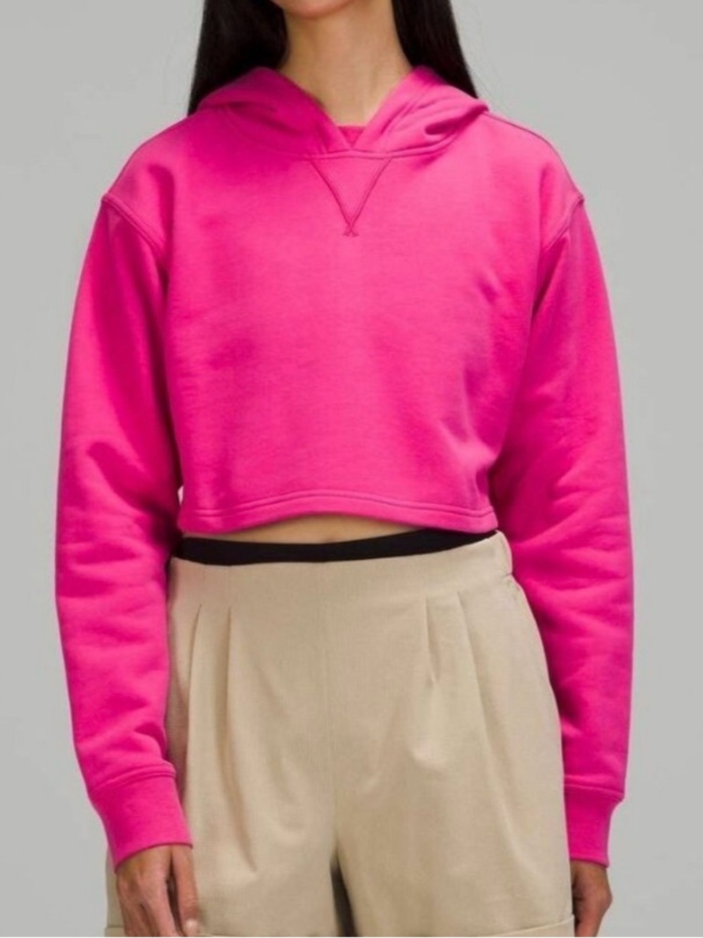 lululemon athletica Cropped Hoodie in Vibrant Hot Pink